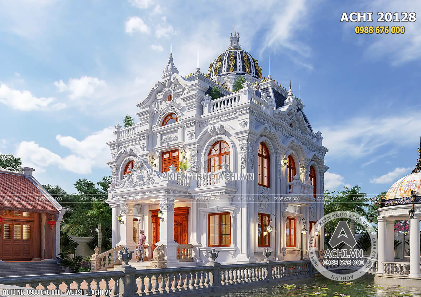 Mẫu biệt thự 2 tầng tân cổ điển đẹp tại Ninh Bình - ACHI 20128