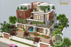 Thiết kế biệt thự song lập 3 tầng đẹp tại Hà Nội – ACHI 34062