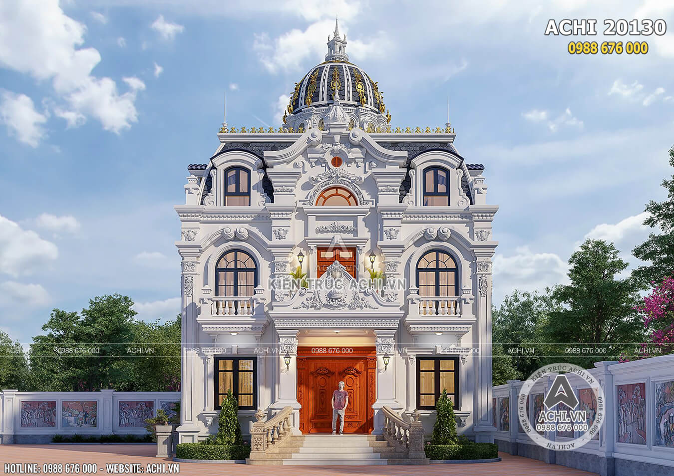 Phối cảnh 3D mẫu biệt thự tân cổ điển đẹp tại Thanh Hóa