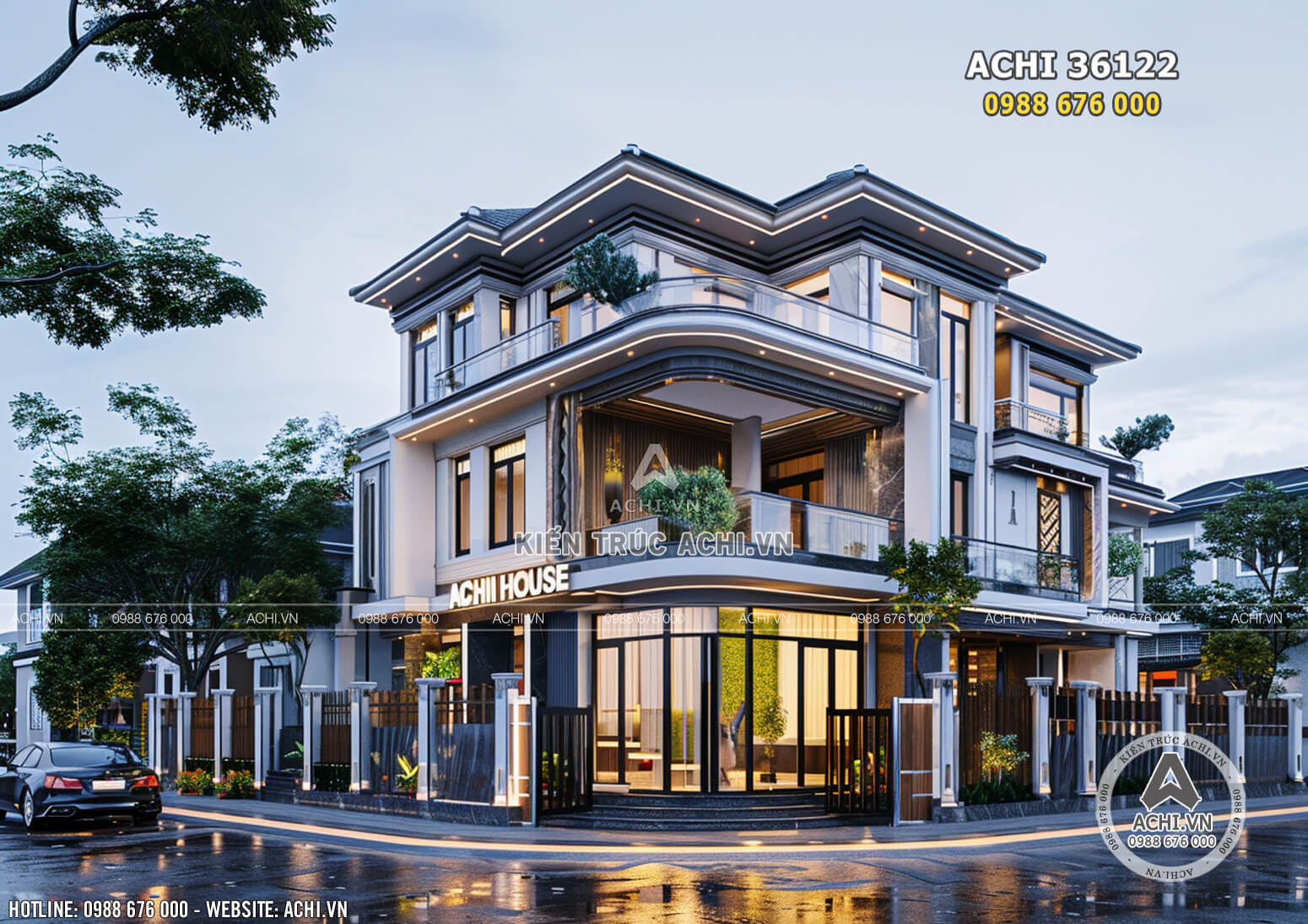 Phối cảnh 3D ngoại thất mẫu thiết kế biệt thự villa hiện đại đẹp