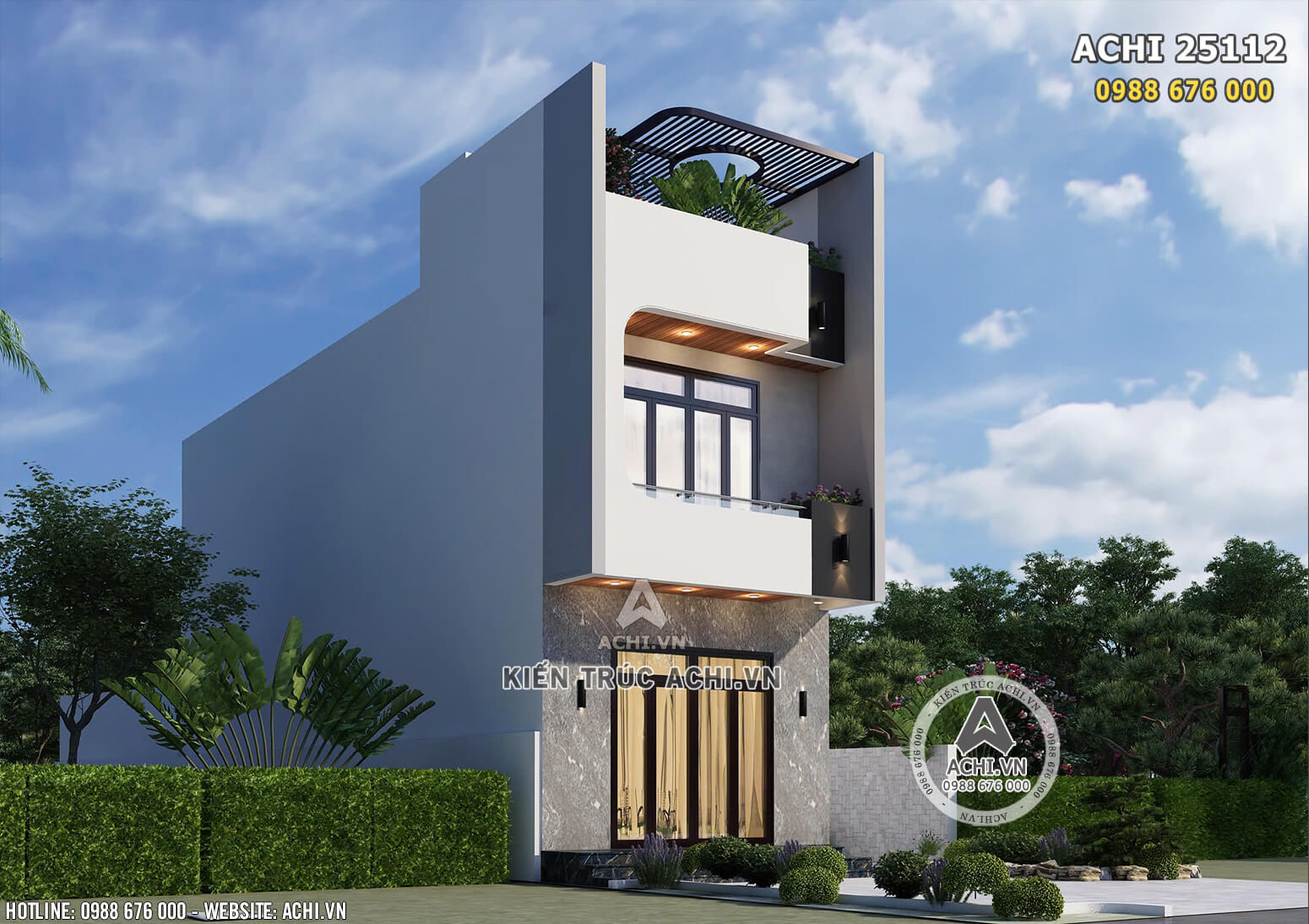 Mẫu nhà ống 2 tầng đẹp mặt tiền 5m - Mã số: ACHI 25112