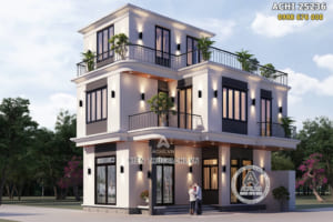 Mẫu nhà 2.5 tầng 1 tum đẹp hiện đại đơn giản – Mã số: ACHI 25236