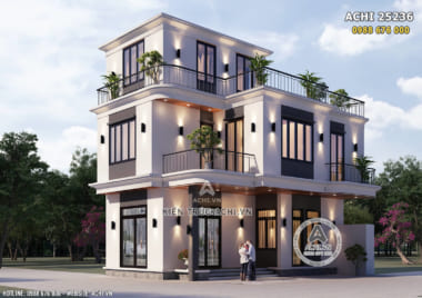 Không gian ngoại thất mẫu thiết kế nhà 3 tầng hiện đại đẹp