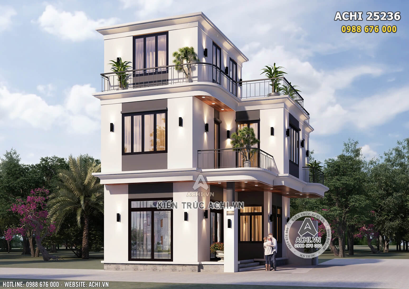 Mẫu nhà 2.5 tầng 1 tum đẹp hiện đại đơn giản - Mã số: ACHI 25236