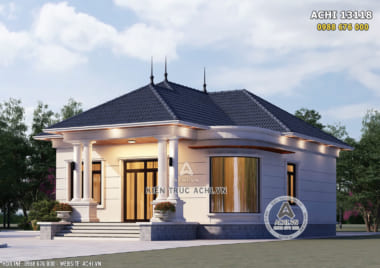 Phối cảnh 3D ngoại thất mẫu thiết kế nhà 1 tầng mái Nhật đẹp