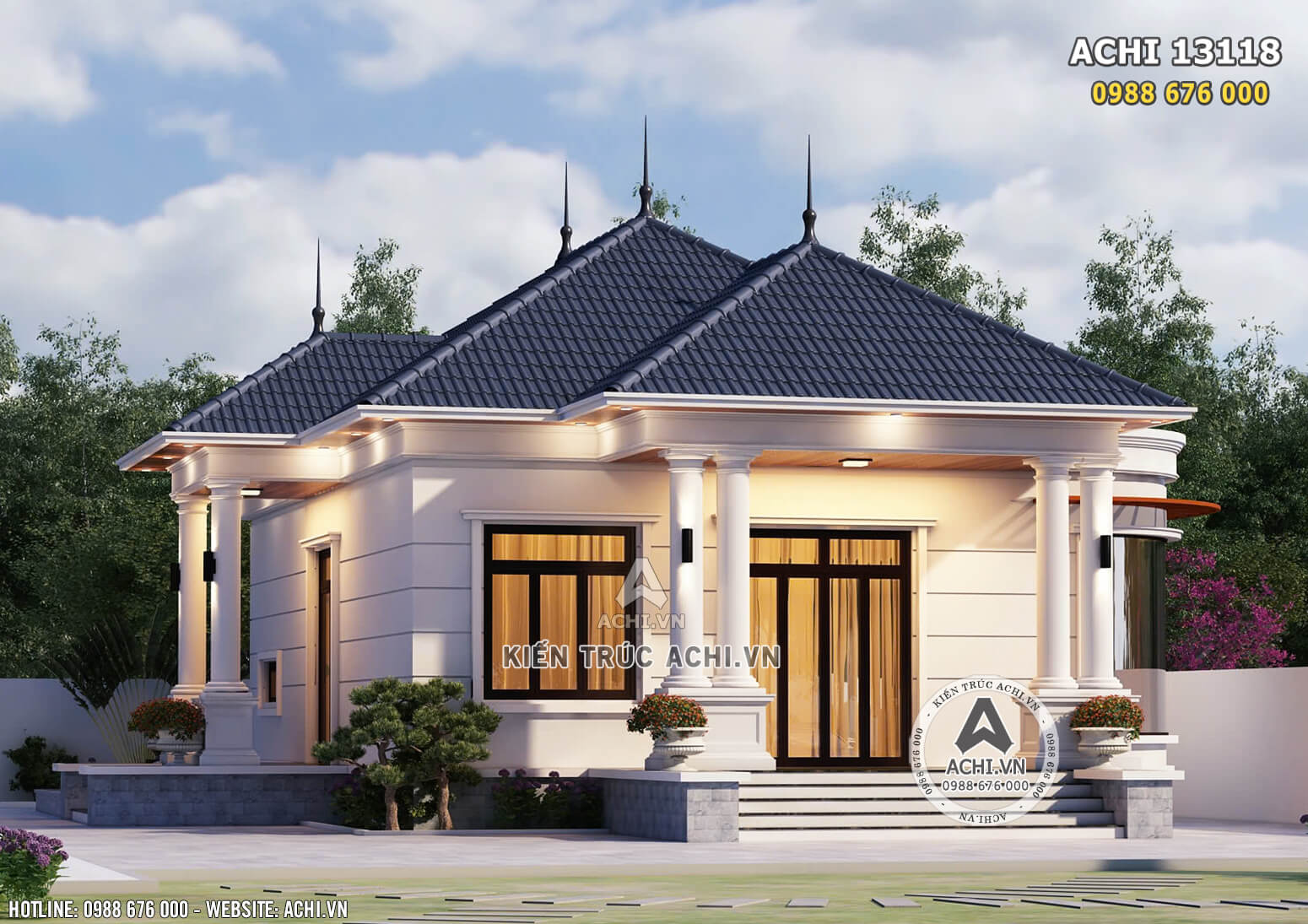 Một góc view đẹp mẫu nhà 1 tầng cấp 4 mái Nhật