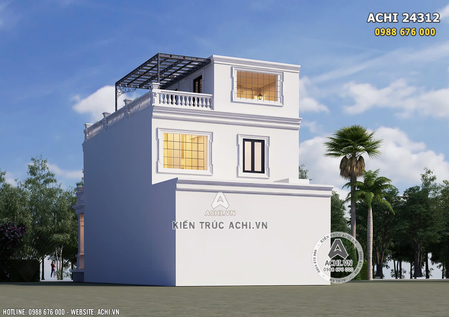 Một góc view đường sau nhà mẫu thiết kế nhà 2 tầng tân cổ điển