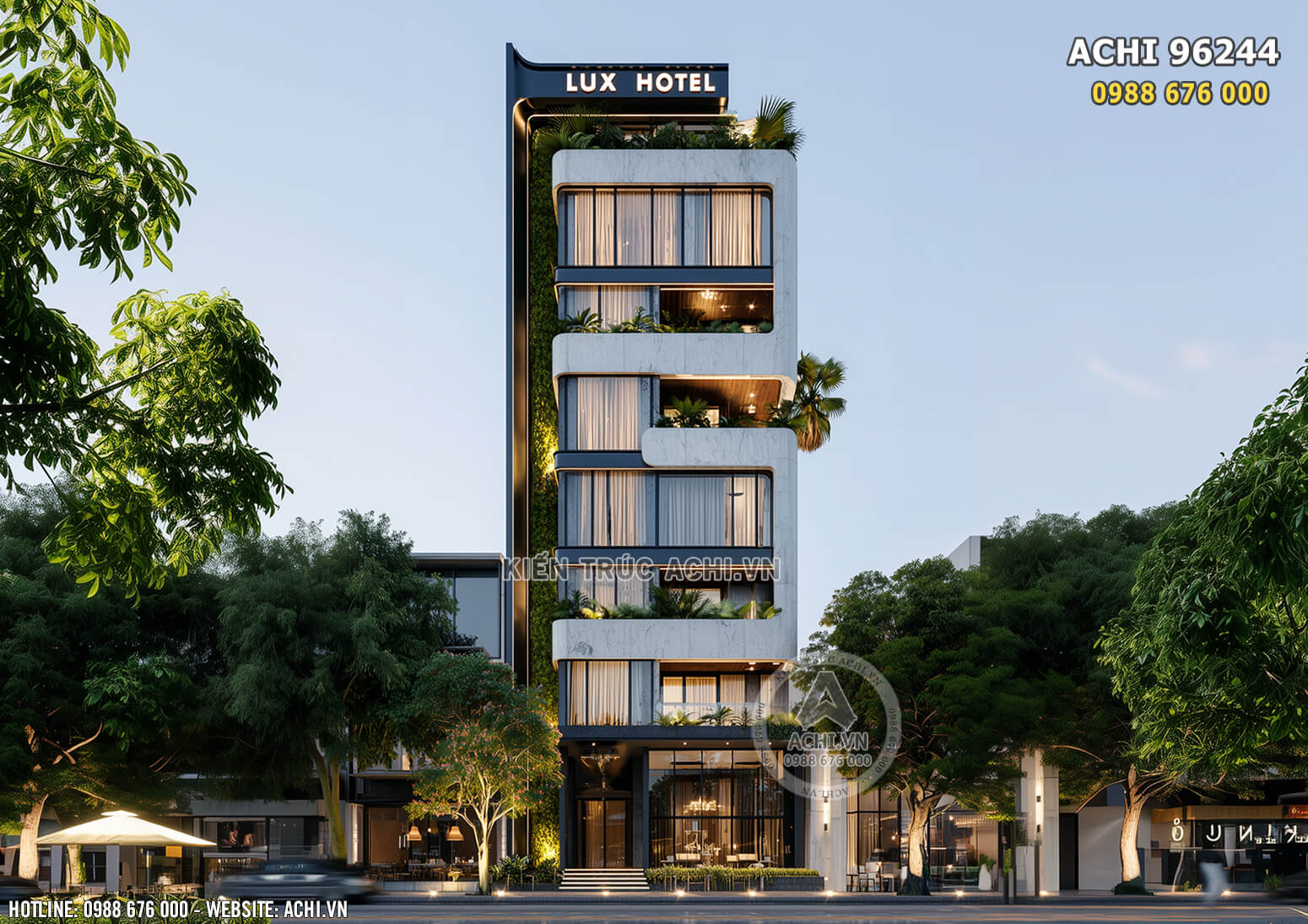Chiêm ngưỡng phối cảnh 3D ngoại thất mẫu nhà phố kinh doanh khách sạn đẹp
